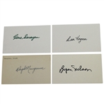 Lot of 4 Signed 3x5 Cards: Hogan, Nelson, Sarazen, & Mangrum JSA ALOA