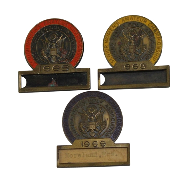 Lot of 3 Womens Senior Amateur Championship Contestant Badges - 1965, 1968, & 1969