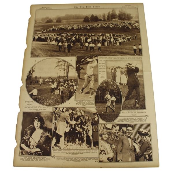 Bobby Jones New York Times Newspaper Picture Section - August 22, 1920 