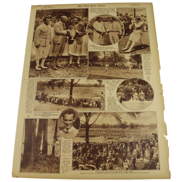 Bobby Jones New York Times Newspaper Picture Section - July 7, 1929
