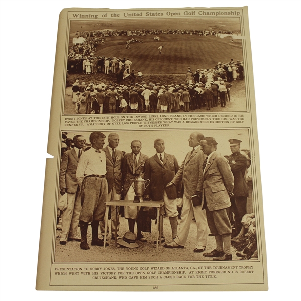 Bobby Jones First Major Title Newspaper Page - 1923 US Open at Inwood Links