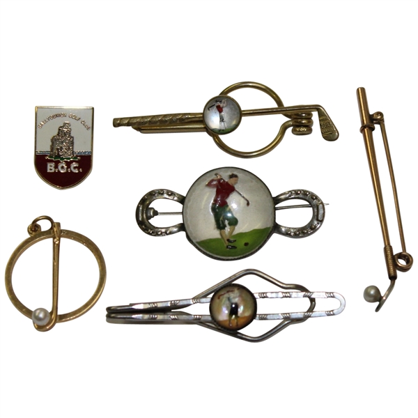 Lot of Five Golf Themed Clips and One Pin