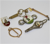 Lot of Five Golf Themed Clips and One Pin