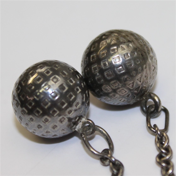 Lot of Two Metal Golf Balls with Sterling Clubs on Chain