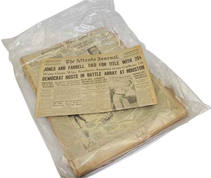 Bobby Jones 1930 Grand Slam Newspapers - 27 in Total