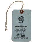 1953 Masters Second Round Ticket - #2395 - Ben Hogan Winner