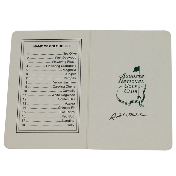 Art Wall Signed Classic Augusta National Scorecard JSA ALOA