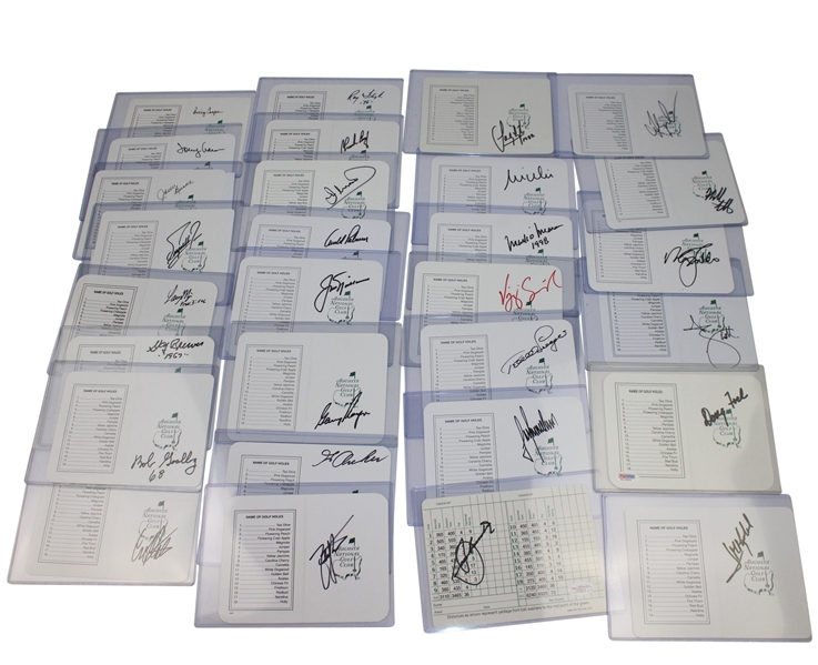 29 Different Masters Champions Signed Scorecards - Palmer, Nicklaus, Player, Seve, etc JSA ALOA 