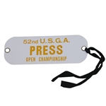 1952 US Open Championship Yellow Letter on White Press Badge with String