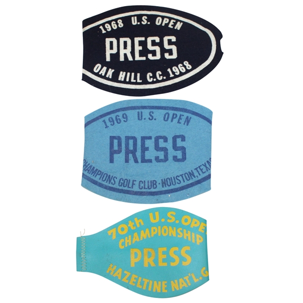 1968, 1969, & 1970 US Open Championship Press Arm Bands