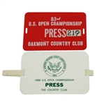 1983 & 1988 US Open Championship Press Plastic Badges
