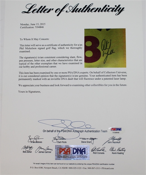Phil Mickelson Signed 2013 Open Championship at Muirfield Flag PSA/DNA #Y04846