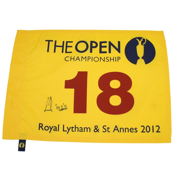 Ernie Els Signed 2012 Open Championship at Royal Lytham & St. Annes Flag JSA ALOA
