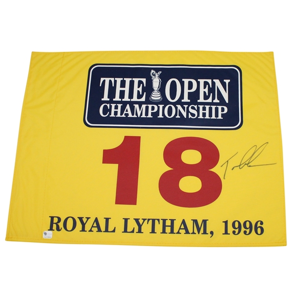 Tom Lehman Signed 1996 Open Championship at Royal Lytham Flag JSA ALOA