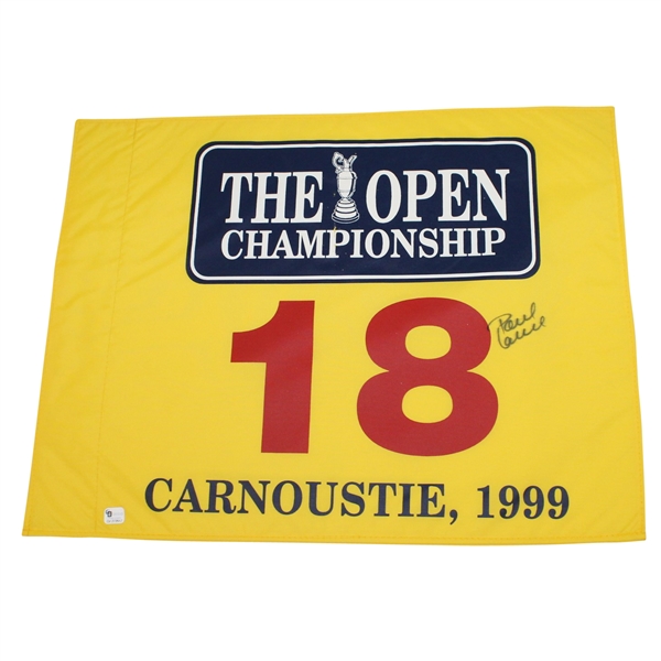 Paul Lawrie Signed 1999 Open Championship at Carnoustie Flag JSA ALOA