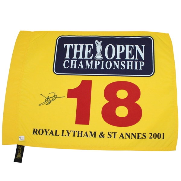 David Duval Signed 2001 Open Championship at Royal Lytham & St. Annes Flag JSA ALOA