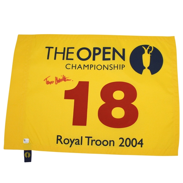 Todd Hamilton Signed 2004 Open Championship at Royal Troon Flag JSA ALOA