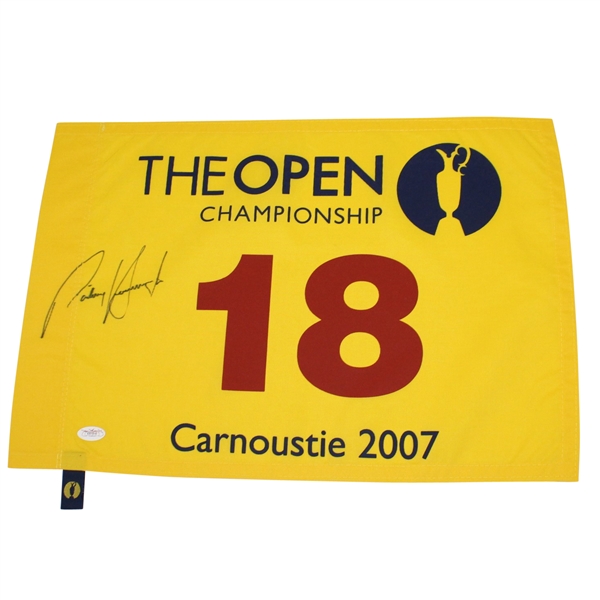 Padraig Harrington Signed 2007 Open Championship at Carnoustie Flag JSA #E61916
