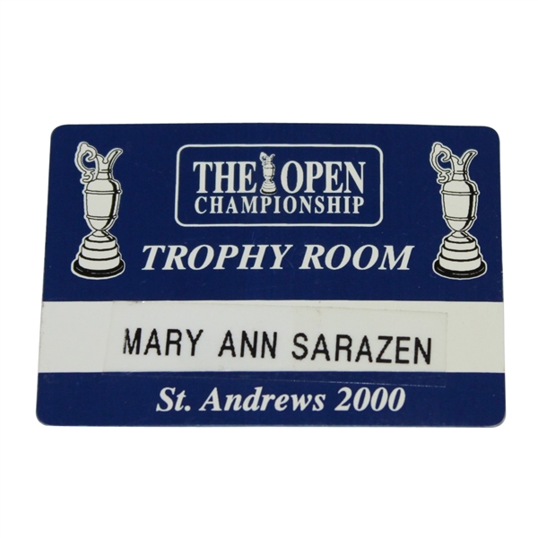 Mary Ann Sarazens 2000 Open Championship at St. Andrews Trophy Room Badge