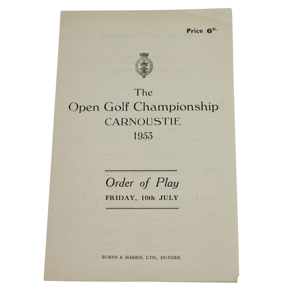 1953 Open Championship at Carnoustie Friday Order of Play Guide