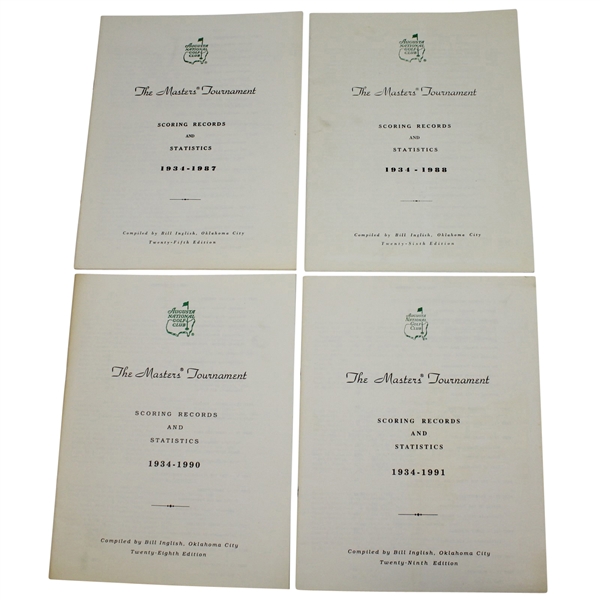 Four Masters Tournament 'Scoring Records and Statistics' Booklets - 1987, 1988, 1990, & 1991