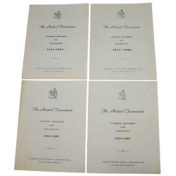 Four Masters Tournament Scoring Records and Statistics Booklets - 1987, 1988, 1990, & 1991