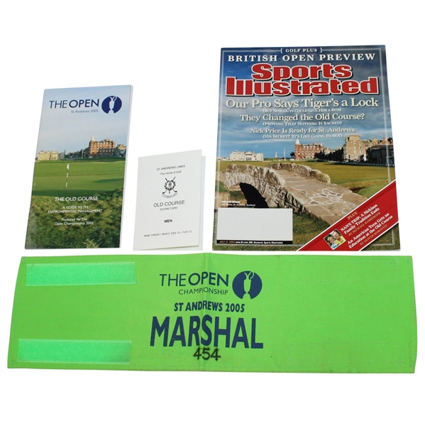 Miscellaneous 2005 Open Championship at St. Andrews Items - Marshall Badge, Scorecard, etc