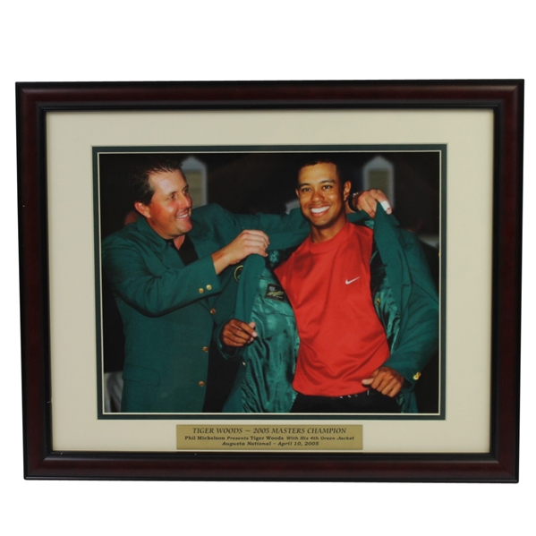Tiger Woods 2005 Masters Champion Green Jacket Presentation Photo - Framed