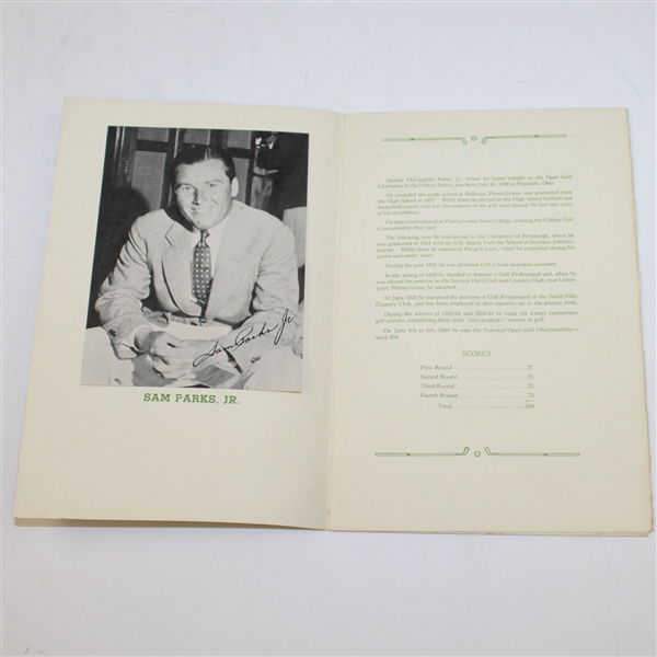 1935 Testimonial Dinner Program Honoring Sam Parks, Jr. - South Hills CC