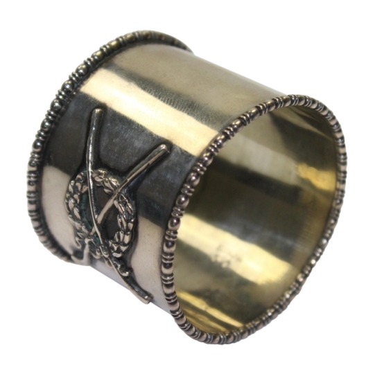 Vintage Sterling Napkin Ring Holder with Crossed Clubs