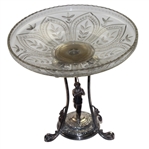 Vintage Figural Silver Golf Base Holding Up Glass Candy Dish
