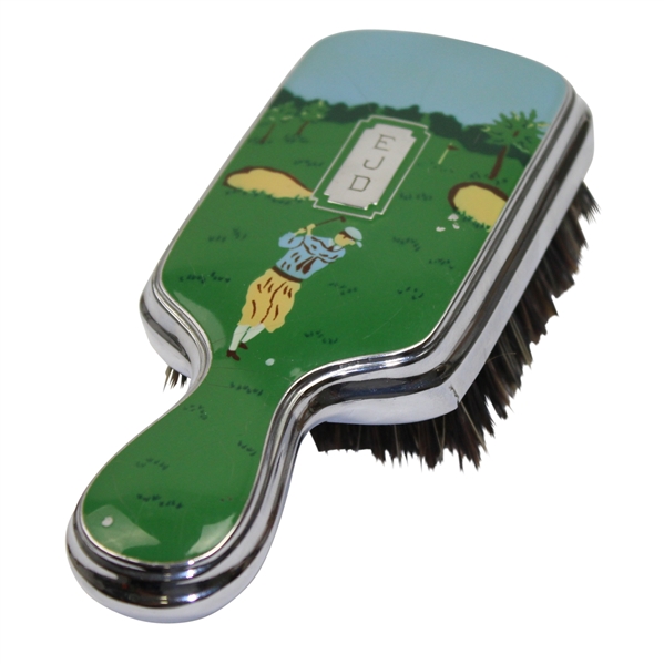 The KIT Brush Depicting Golf Scene with Initials EJD - Has Removable Comb