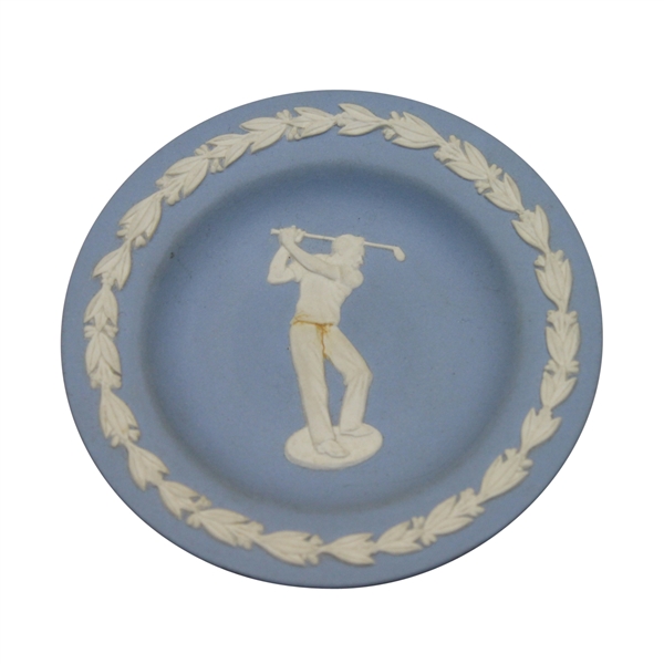 Wedgewood Light Blue Plate with Pre-Swing Golfer Depicted