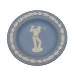 Wedgewood Light Blue Plate with Pre-Swing Golfer Depicted