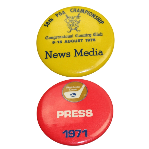 1976 PGA Championship Media Pin and 1971 Westchester Classic Press Pin