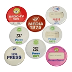 Lot of 8 1970s Westchester Classic Press, Radio/TV, Press-Guest, and Media Pins