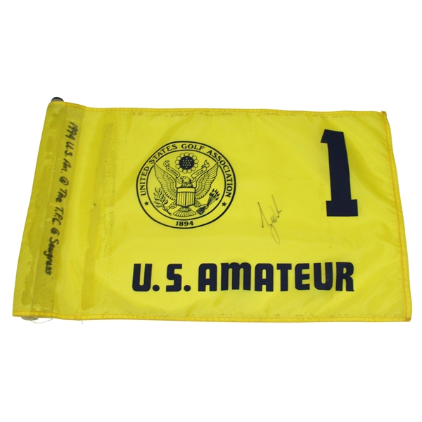 Tiger Woods Signed 1994 US Amateur Championship Flag JSA ALOA