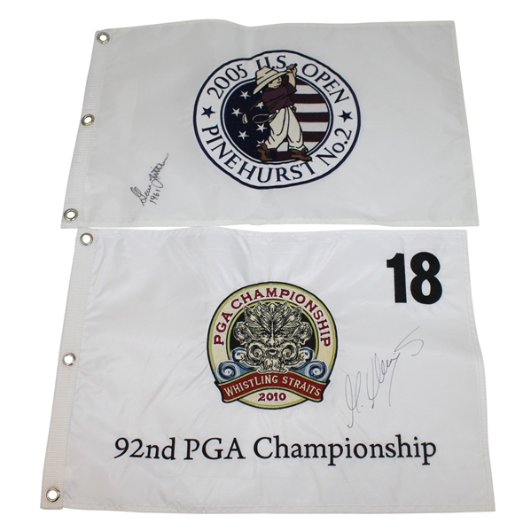 Two Signed Flags - 2010 PGA by Martin Kaymer & 2005 US Open by Gene Littler JSA ALOA
