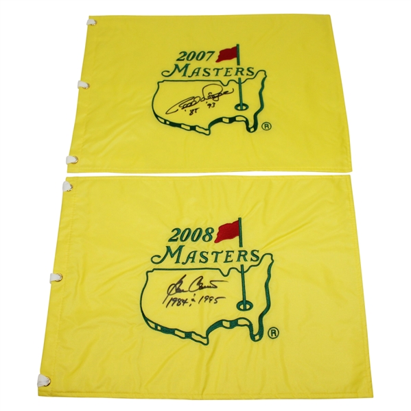 Two Signed Masters Flags - 2007 by Bernhard Langer & 2008 by Ben Crenshaw JSA ALOA