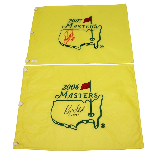 Two Signed Masters Flags - 2006 by Ray Floyd & 2007 by Fuzzy Zoeller JSA ALOA