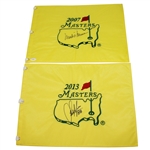 Two Signed Masters Flags - 2007 by Mark OMeara & 2013 by Sandy Lyle JSA ALOA