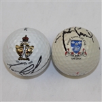 Justin Leonard & Tom Lehman Signed British Open Logo Golf Balls JSA ALOA