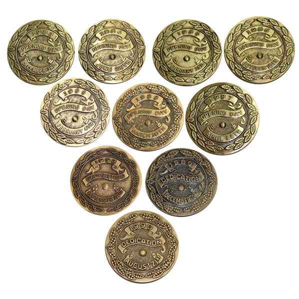 Lot of Ten TPC Opening Day Dedication Medals - 1983-1992