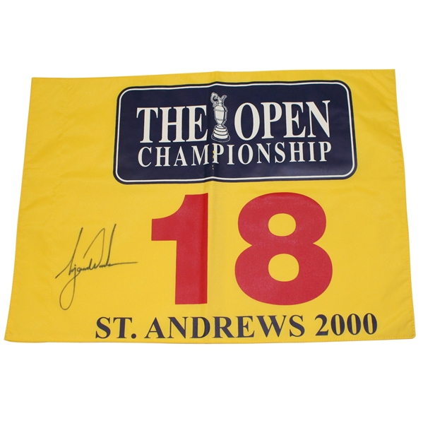 Tiger Woods Signed 2000 Open Championship at St. Andrews Flag-Completes Career Grand Slam- JSA ALOA