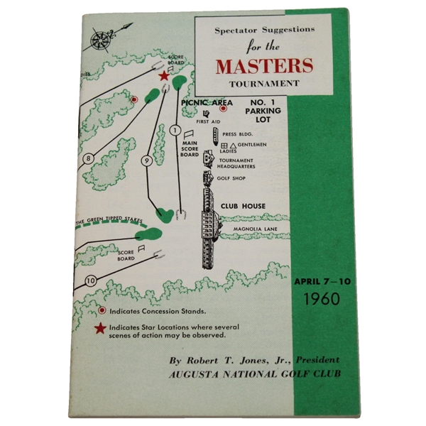 1960 Masters Spectator Guide - Arnold Palmers 2nd of 4 Augusta Wins-Top Condition!
