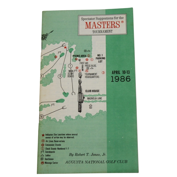 1986 Masters Spectator Guide - Jack Nicklaus 6th Masters and 18th Major Victory