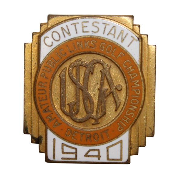 1940 U.S.G.A. Amateur Public Links Contestant Badge - Detroit #118-Rackham Golf Course