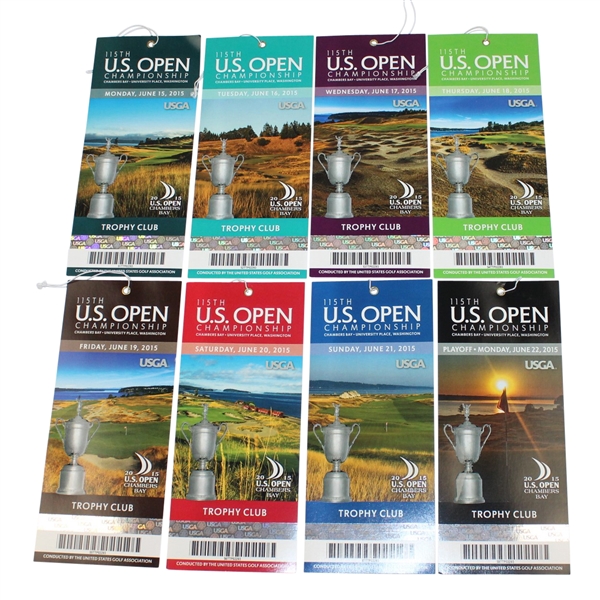 2015 Complete Set of US Open at Chambers Bay Tickets - Jordan Spieth Winner