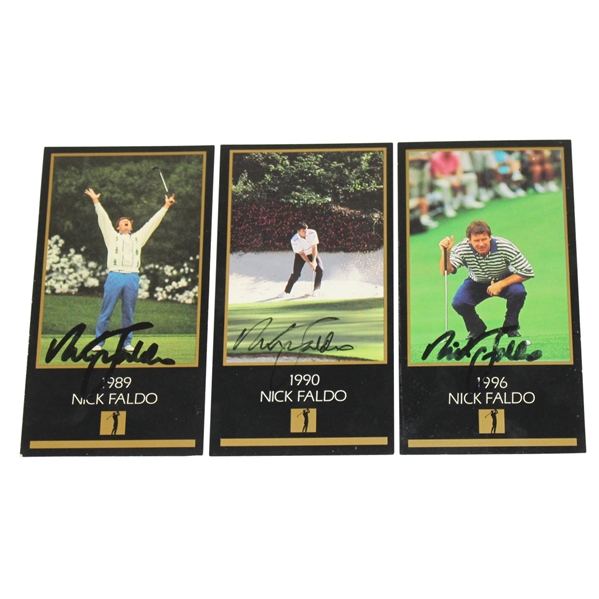 Lot of Three Nick Faldo Signed GSV Collection Cards - 1989, 1990, & 1996 JSA ALOA