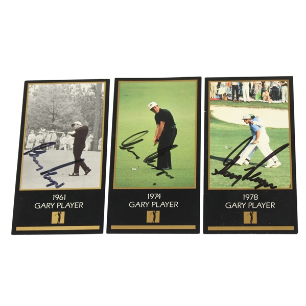 Lot of Three Gary Player Signed GSV Collection Cards - 1961, 1974, & 1978 JSA ALOA